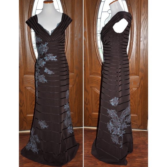 Vintage Jovani Expresso Bead Embroidered Formal Mother of the Bride Gown - Picture 1 of 10